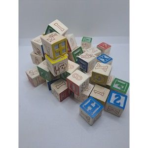 ABC Wooden  Blocks Lot Of 38
